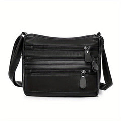 Vintage Minimalist Shoulder Bag PU Leather Purse Women's Handbag