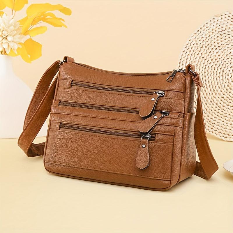 Vintage Minimalist Shoulder Bag PU Leather Purse Women's Handbag