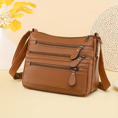 Vintage Minimalist Shoulder Bag PU Leather Purse Women's Handbag