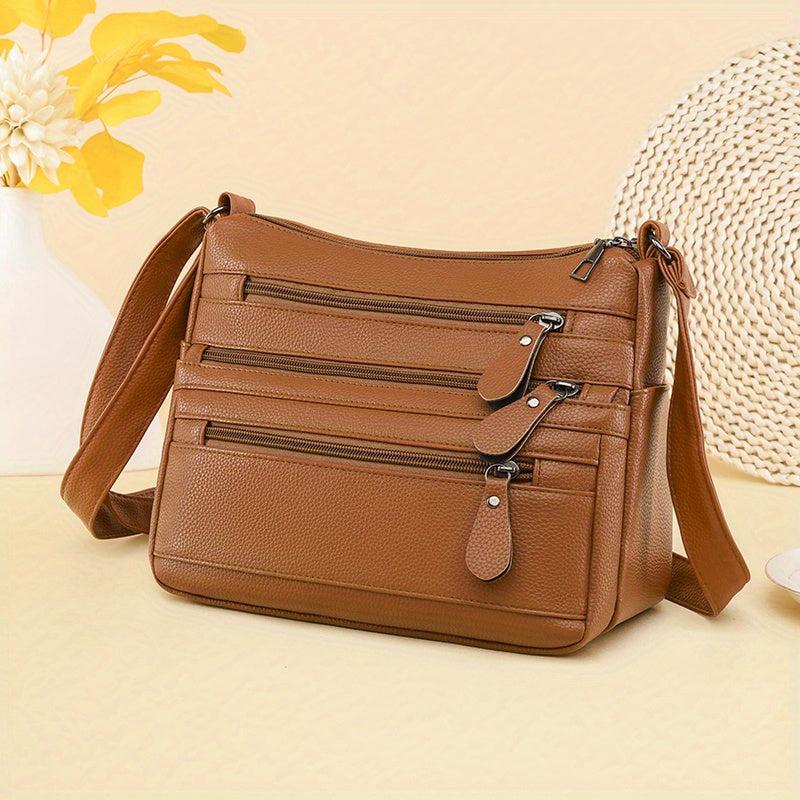 Vintage Minimalist Shoulder Bag PU Leather Purse Women's Handbag