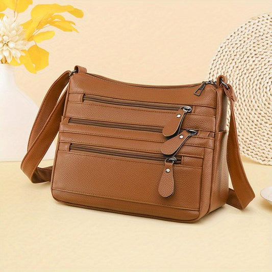 Vintage Minimalist Shoulder Bag PU Leather Purse Women's Handbag