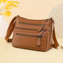 Vintage Minimalist Shoulder Bag PU Leather Purse Women's Handbag