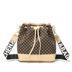 Geometric Pattern Bucket Bag Drawstring Crossbody Bag