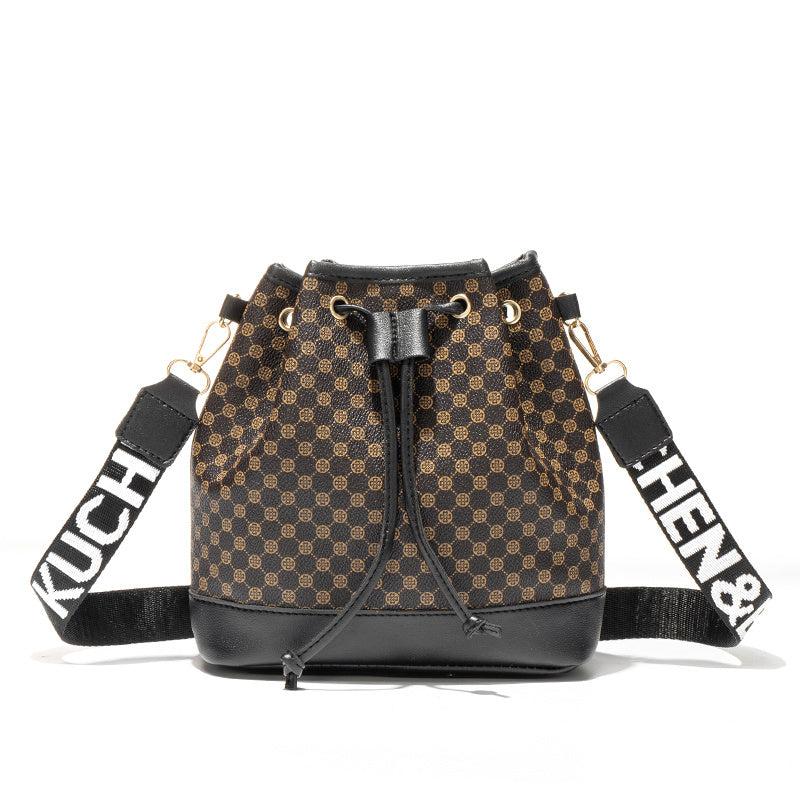 Geometric Pattern Bucket Bag Drawstring Crossbody Bag