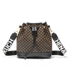 Geometric Pattern Bucket Bag Drawstring Crossbody Bag