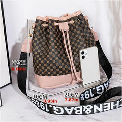 Geometric Pattern Bucket Bag Drawstring Crossbody Bag