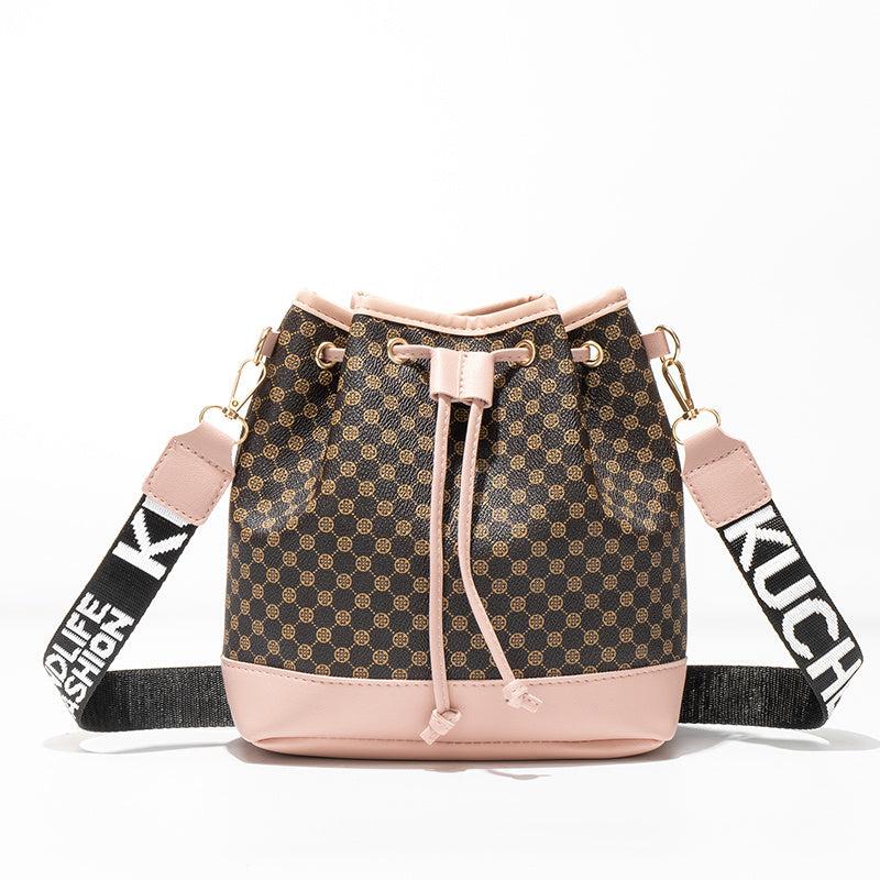 Geometric Pattern Bucket Bag Drawstring Crossbody Bag