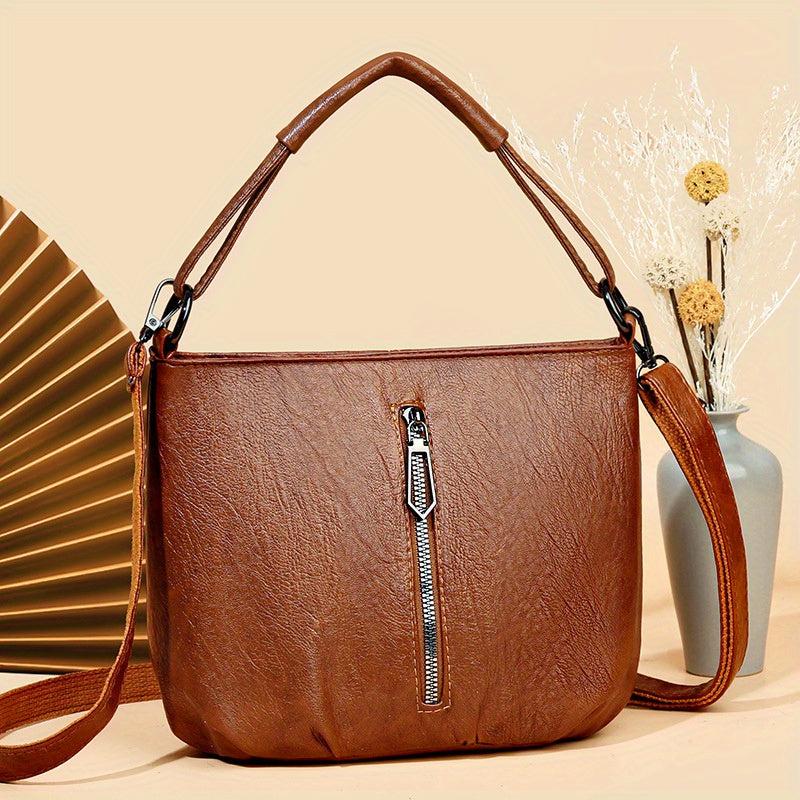 Vintage Crossbody Bucket Bag Retro Shoulder Bag Women's Versatile Handbag
