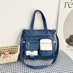 Colorblock Nylon Tote Bag Shoulder Bag Large Capacity Crossbody Bag