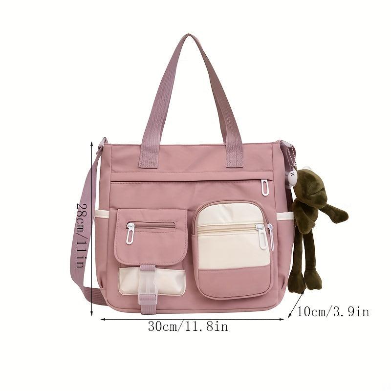 Colorblock Nylon Tote Bag Shoulder Bag Large Capacity Crossbody Bag