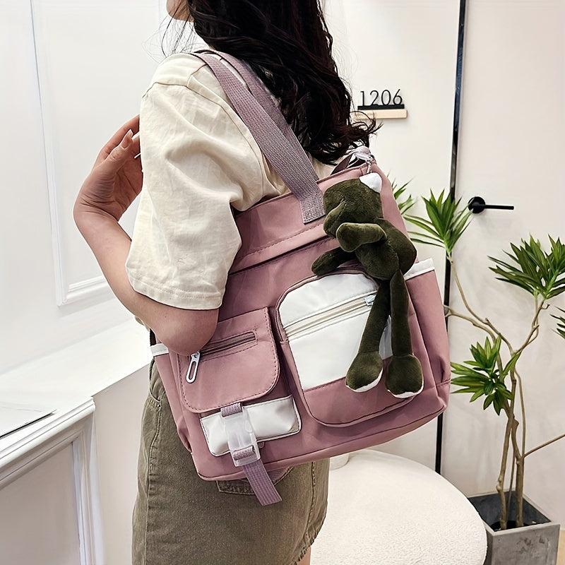 Colorblock Nylon Tote Bag Shoulder Bag Large Capacity Crossbody Bag