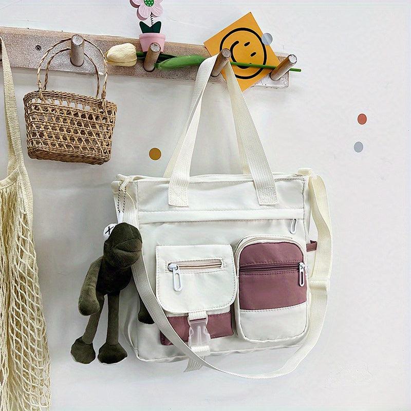 Colorblock Nylon Tote Bag Shoulder Bag Large Capacity Crossbody Bag