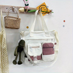 Colorblock Nylon Tote Bag Shoulder Bag Large Capacity Crossbody Bag