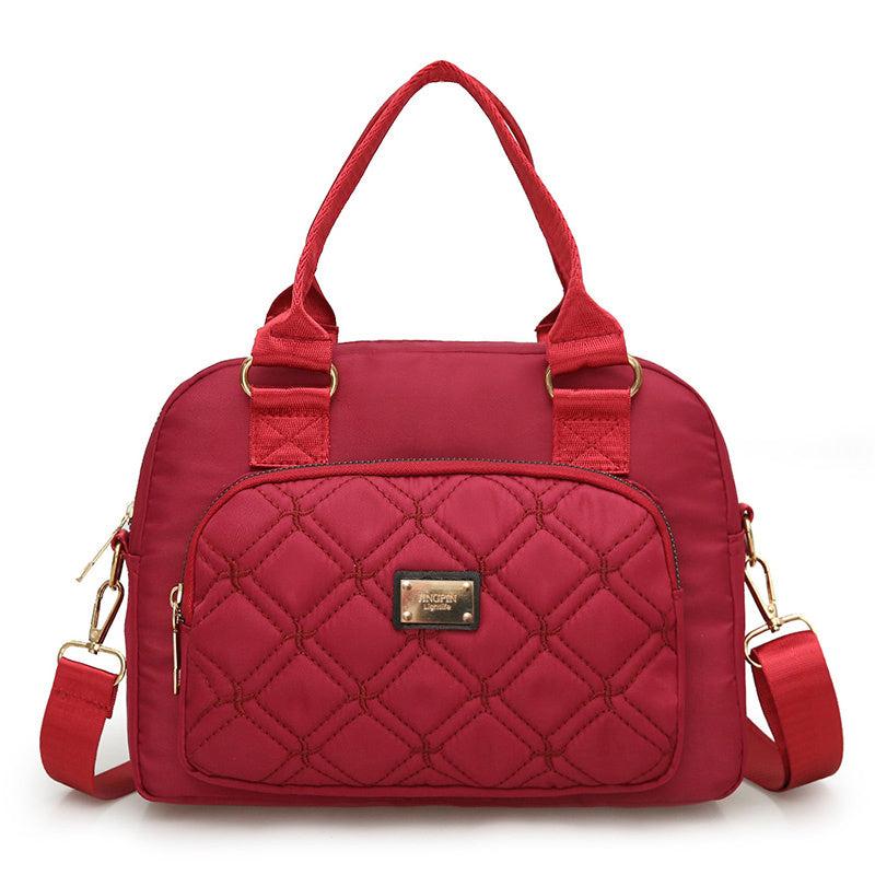 Nylon Argyle Quilted Shoulder Bag Large Capacity Crossbody Handbag