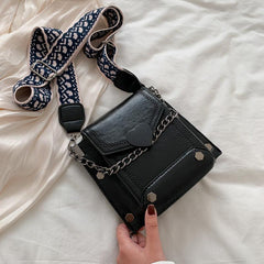 Y2K Mini Studded Crossbody Bag Heart Flap Purse Vintage Chain Handbags