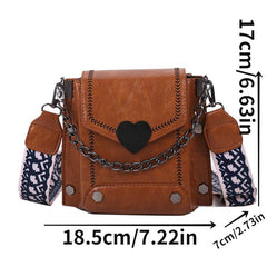 Y2K Mini Studded Crossbody Bag Heart Flap Purse Vintage Chain Handbags