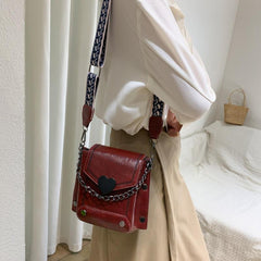 Y2K Mini Studded Crossbody Bag Heart Flap Purse Vintage Chain Handbags