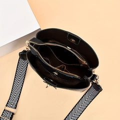 Butterfly Pendant Shoulder Bag Wide Strap Bucket Bag