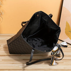 Quilted Scarf Decor Tote Bag Large Capacity Shoulder Bag