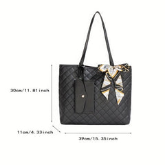 Quilted Scarf Decor Tote Bag Large Capacity Shoulder Bag