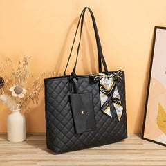 Quilted Scarf Decor Tote Bag Large Capacity Shoulder Bag