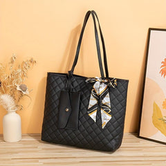 Quilted Scarf Decor Tote Bag Large Capacity Shoulder Bag
