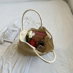 Boho Style Woven Tote Bag Straw Beach Bag