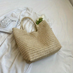 Boho Style Woven Tote Bag Straw Beach Bag