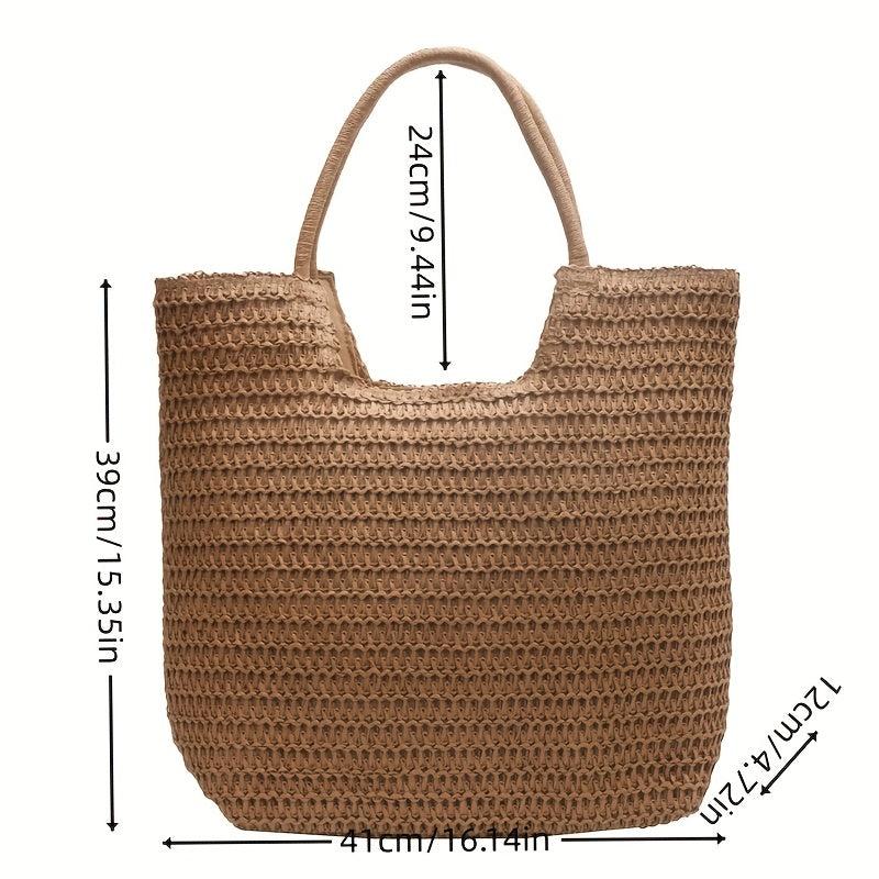 Boho Style Woven Tote Bag Straw Beach Bag