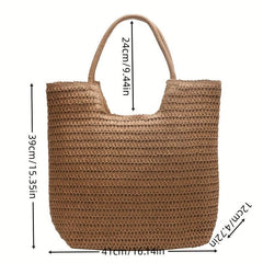 Boho Style Woven Tote Bag Straw Beach Bag