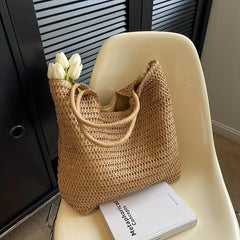Boho Style Woven Tote Bag Straw Beach Bag