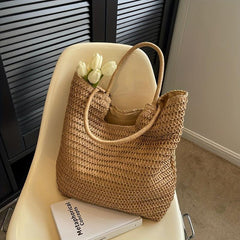 Boho Style Woven Tote Bag Straw Beach Bag