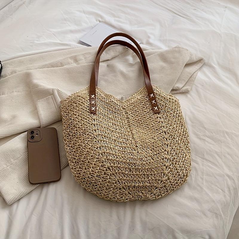 Large Capacity Straw Shoulder Bag All Match Beach Bag For Travel Women