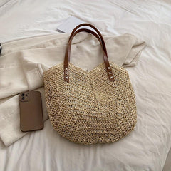 Large Capacity Straw Shoulder Bag All Match Beach Bag For Travel Women