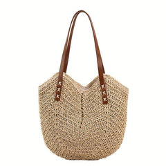 Large Capacity Straw Shoulder Bag All Match Beach Bag For Travel Women