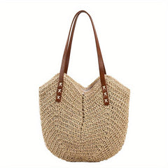 Large Capacity Straw Shoulder Bag All Match Beach Bag For Travel Women