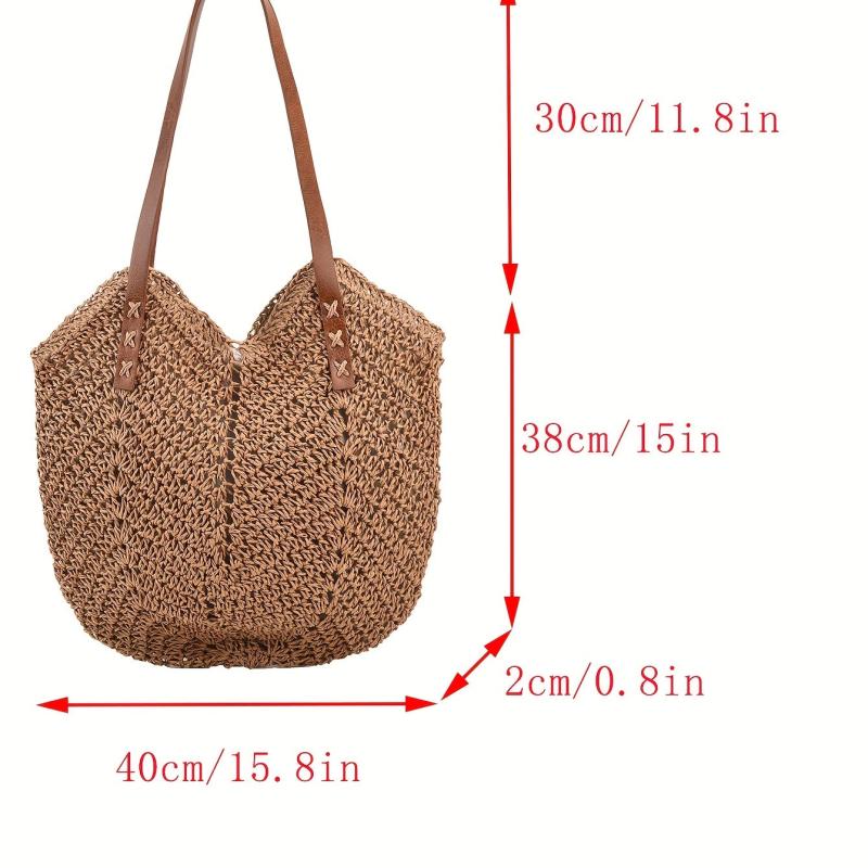 Large Capacity Straw Shoulder Bag All Match Beach Bag For Travel Women