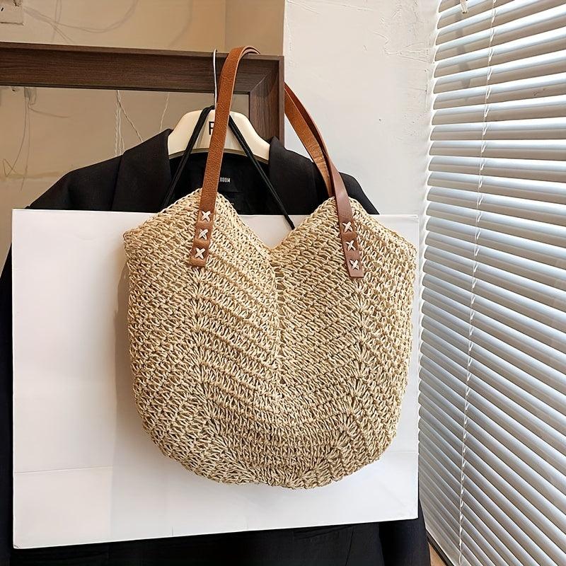 Large Capacity Straw Shoulder Bag All Match Beach Bag For Travel Women