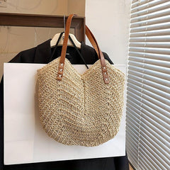 Large Capacity Straw Shoulder Bag All Match Beach Bag For Travel Women