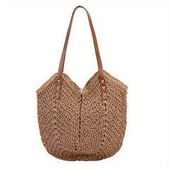 Large Capacity Straw Shoulder Bag All Match Beach Bag For Travel Women