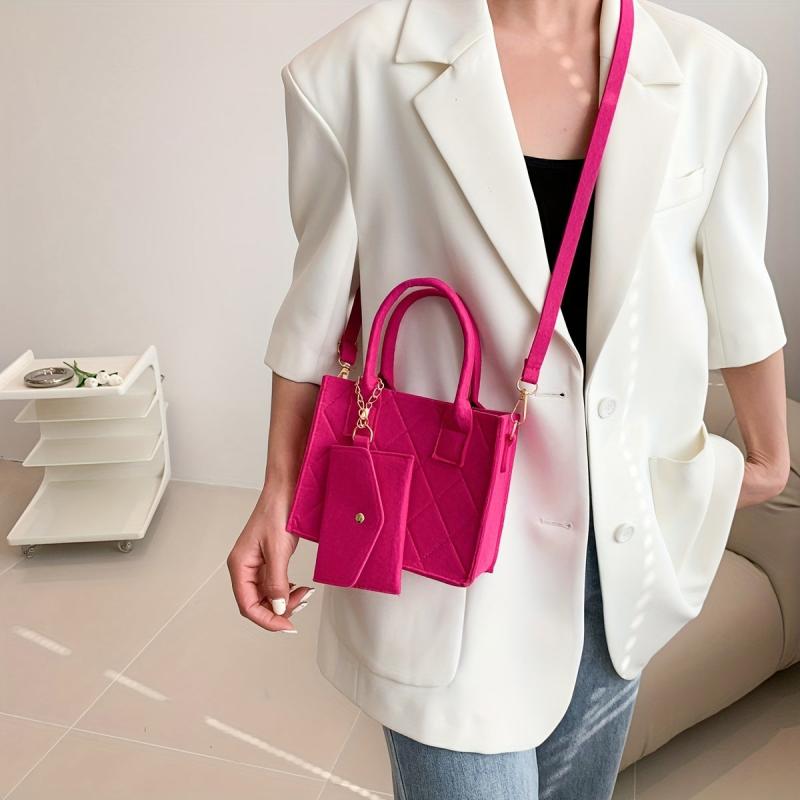 Quilted Square Tote Bag Top Handle Handbag Women's Crossbody Purse
