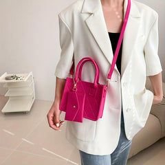 Quilted Square Tote Bag Top Handle Handbag Women's Crossbody Purse