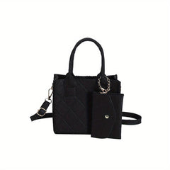 Quilted Square Tote Bag Top Handle Handbag Women's Crossbody Purse