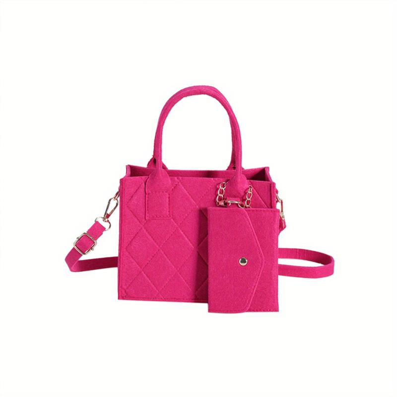 Quilted Square Tote Bag Top Handle Handbag Women's Crossbody Purse