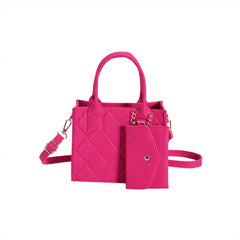Quilted Square Tote Bag Top Handle Handbag Women's Crossbody Purse