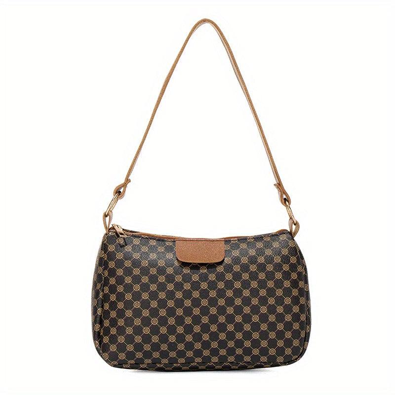 Polka Dot Print Shoulder Bag Zipper Square Baguette Bag