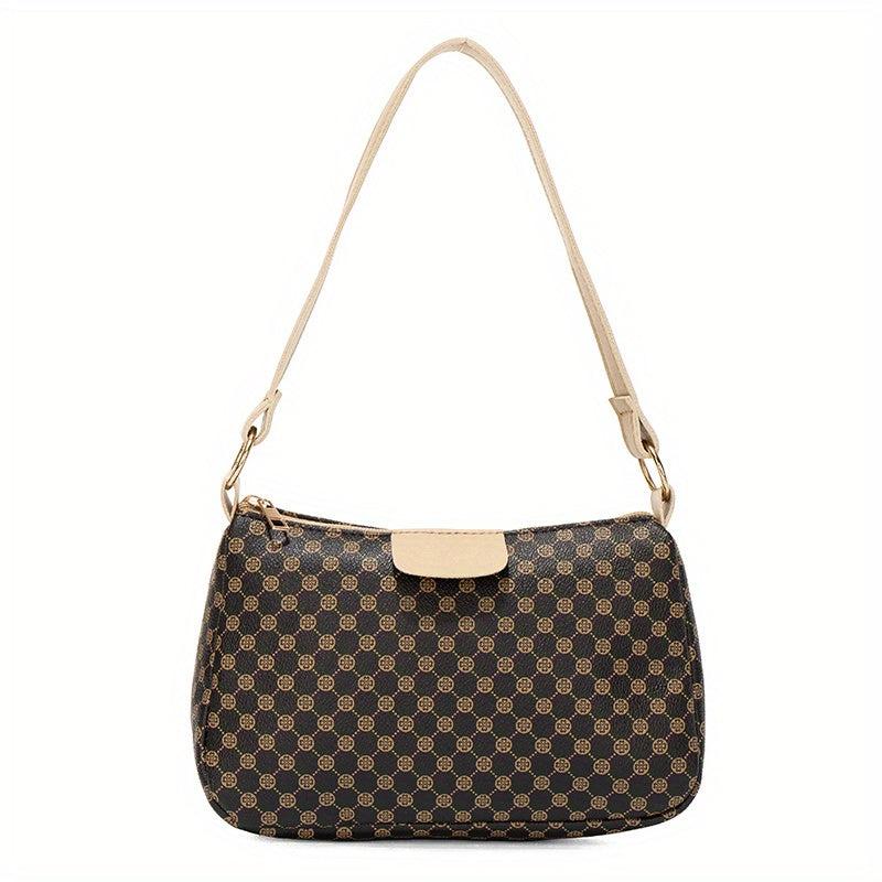 Polka Dot Print Shoulder Bag Zipper Square Baguette Bag