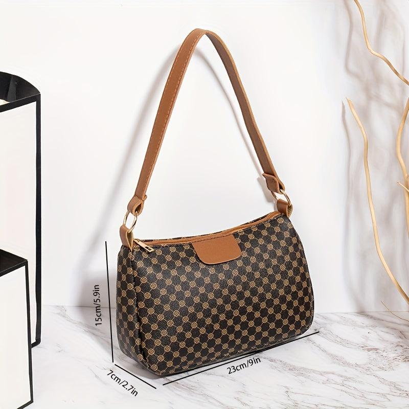 Polka Dot Print Shoulder Bag Zipper Square Baguette Bag