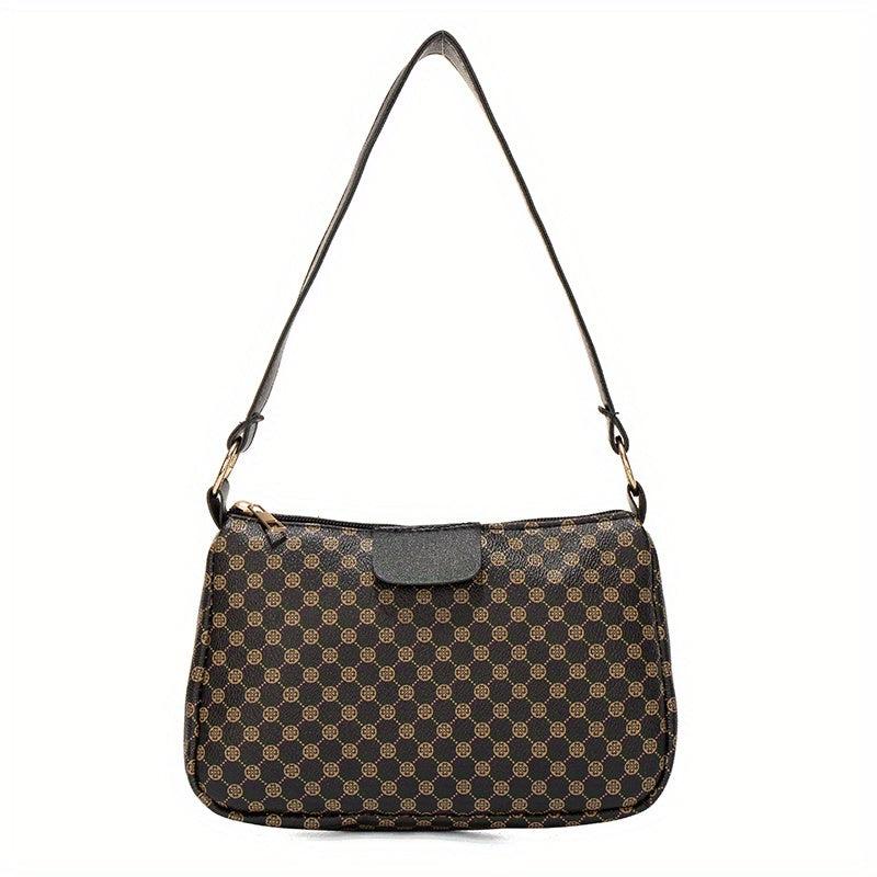 Polka Dot Print Shoulder Bag Zipper Square Baguette Bag