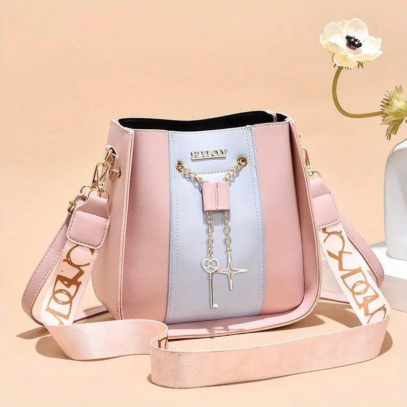 Stylish Drawstring Star Key Decor Shoulder Bag